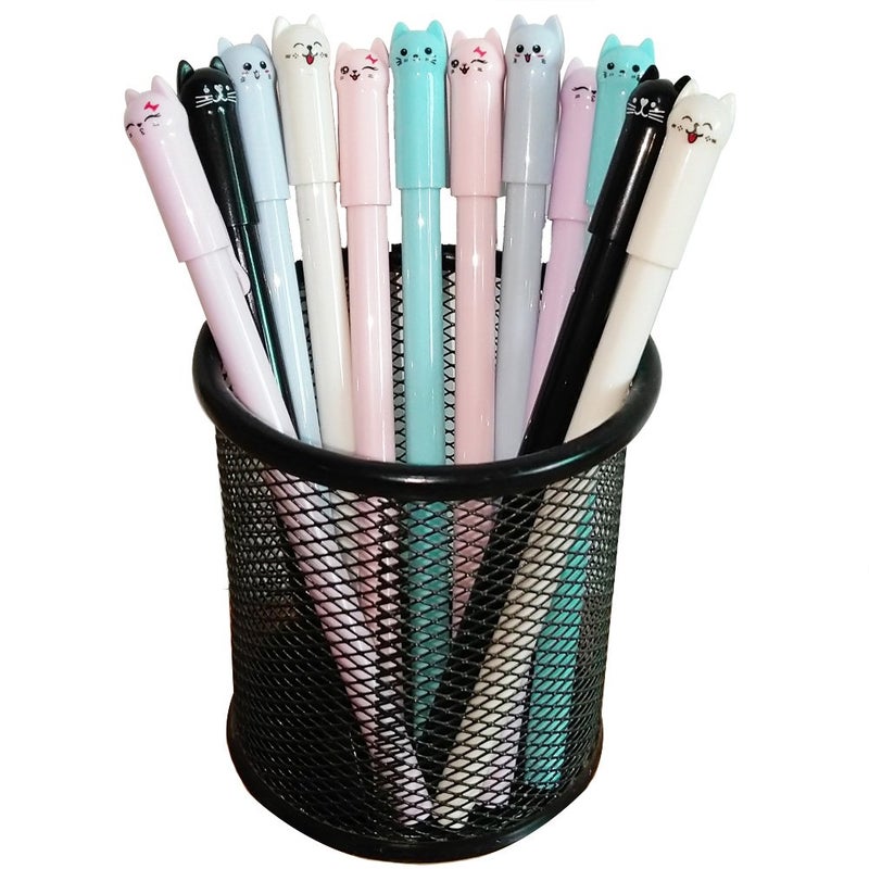 sencoo Girl Cute Pens Kawaii Pen Cute Cat Pen 0.5 mm Gel Pens Black Ball Point Pens for School Office Supplies (12 cat) - Image 5
